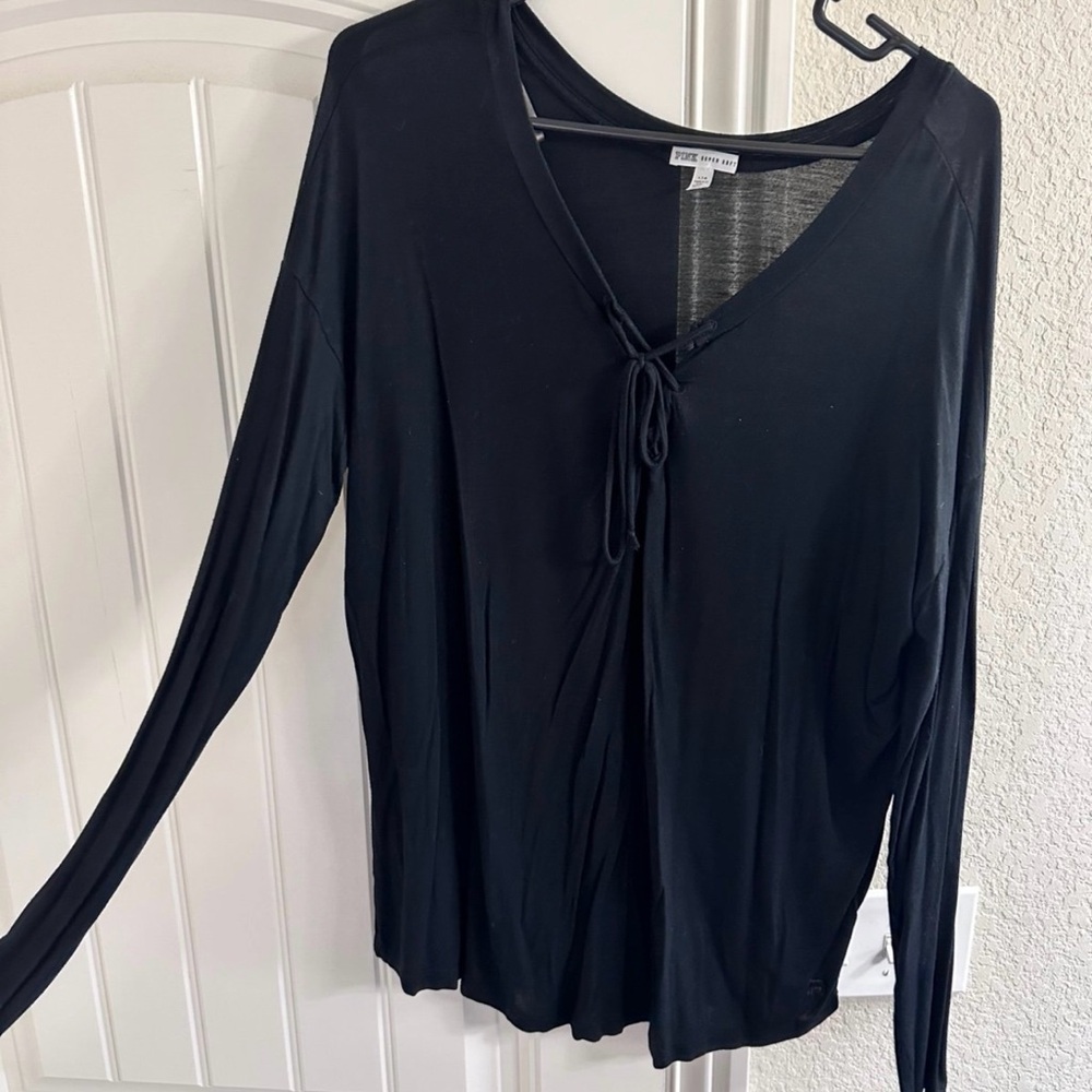 PINK Victoria's Secret Black V-Neck Blouse